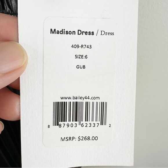 Bailey 44‎ Women Madison Metallic Micro Pleated Asymmetrical Halter Dress Sz 6 - Picture 8 of 14